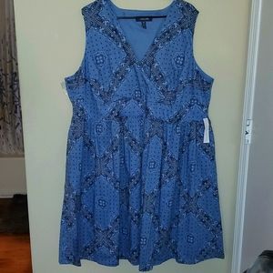 ModCloth 3X Blue Paisley Fit and Flare Dress